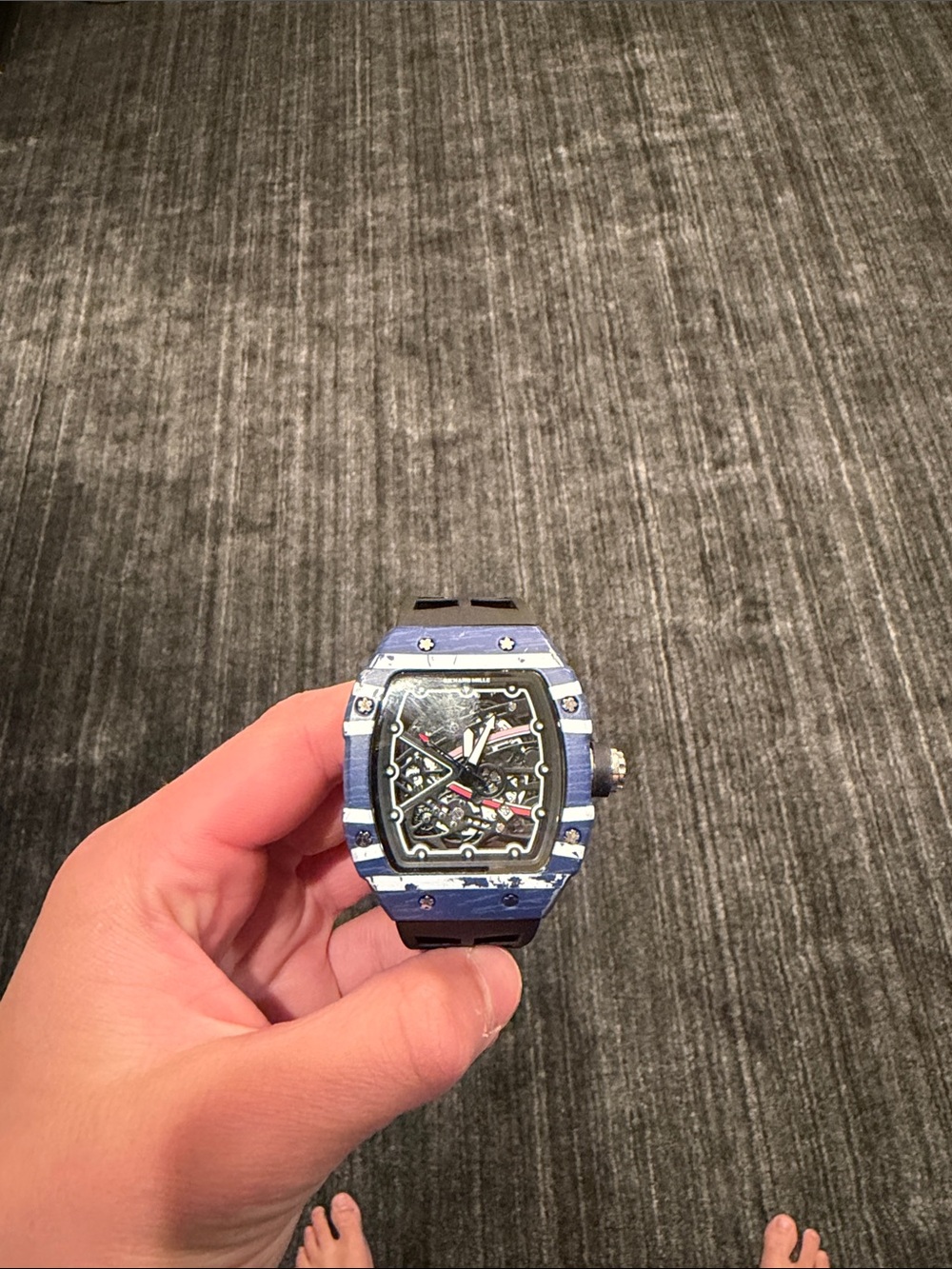 Richard Mille hyper fake Skeleton Watch in Blue & Black